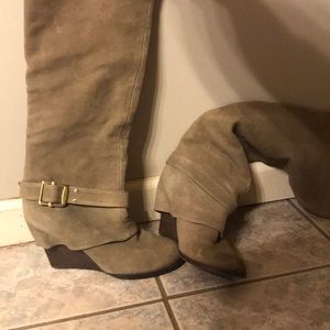 Knee high wedge boots
